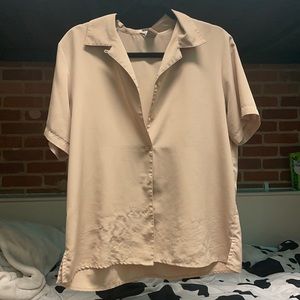 Vintage tan polyester button up